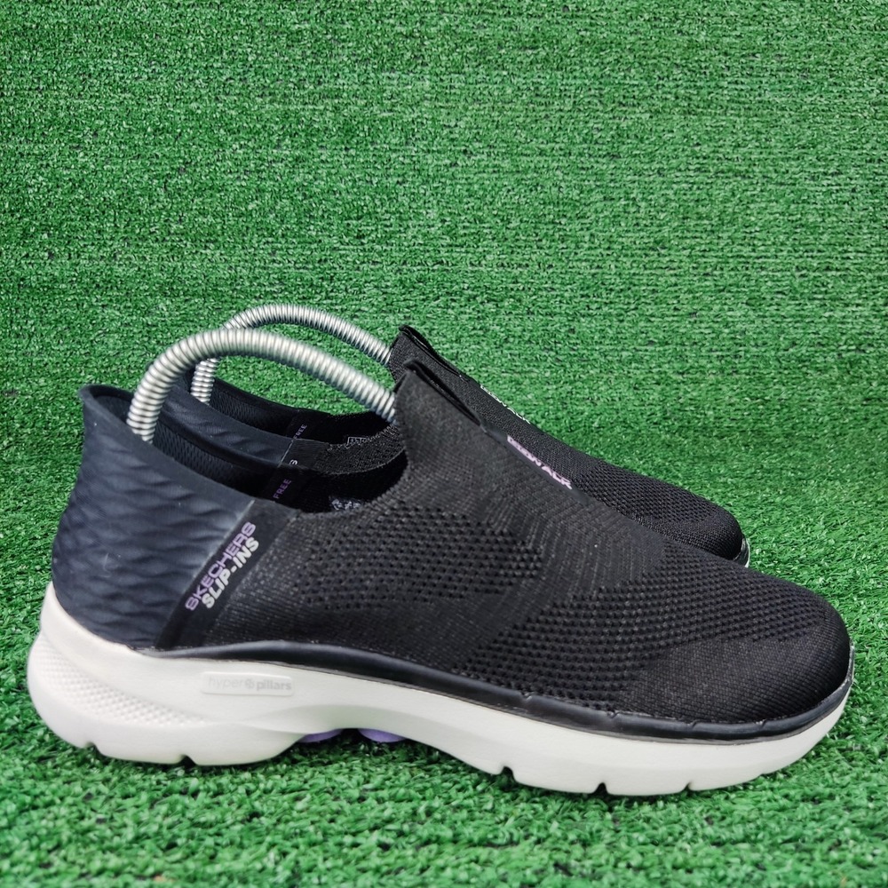 Skechers Sneakers Womens 7.5 Black GoWalk 6 Slip-Ins 124569 Hands Free Walking